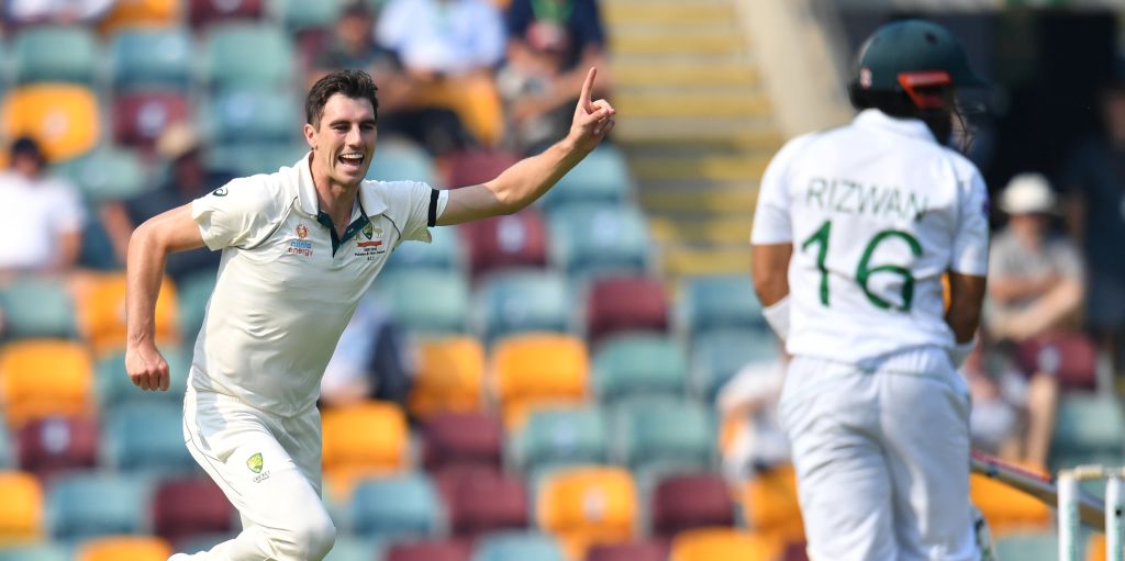 Pat Cummins celebrates Australia Pakistan PA