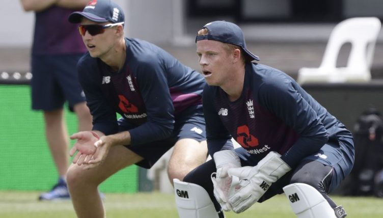 Ollie Pope keeping wicket England practice PA