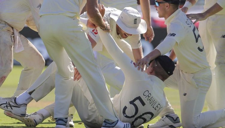 Zak Crawley mobbed England South Africa Cape Town PA