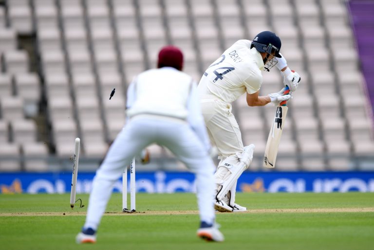 Joe Denly was bowled by Shannon Gabriel