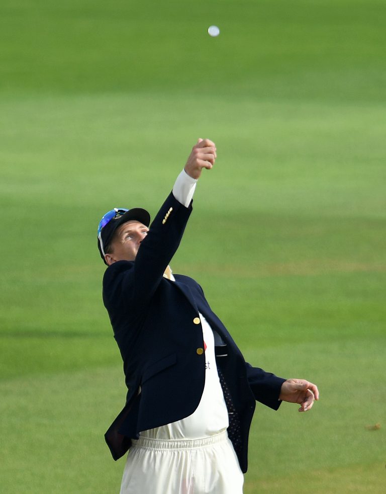 England captain Joe Root tosses the coin on day one of the second Test in Southampton 