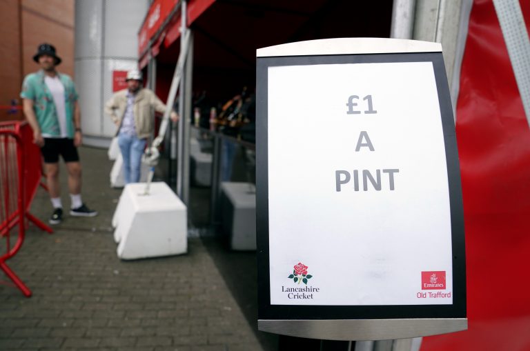 A bar at Old Trafford seeks to clear stock of beer at GBP 1 a pint