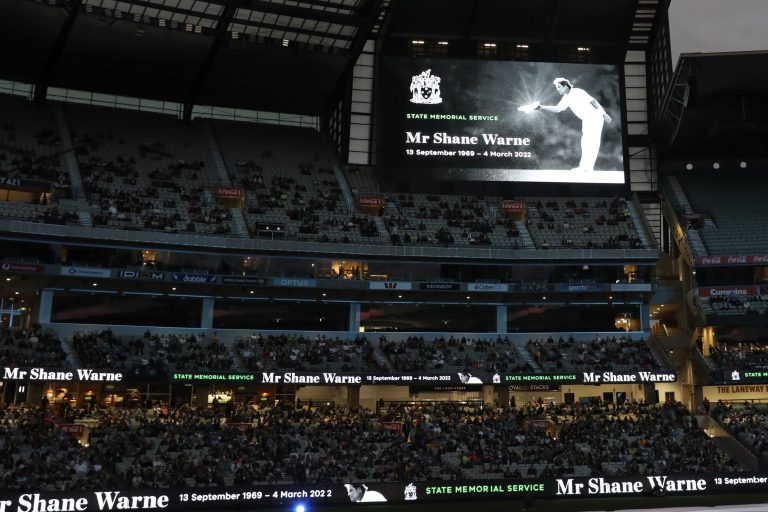 A state memorial service was held at the MCG on Wednesday for Shane Warne, who died earlier this month (Asanka Brendon Ratnayake/AP/PA)