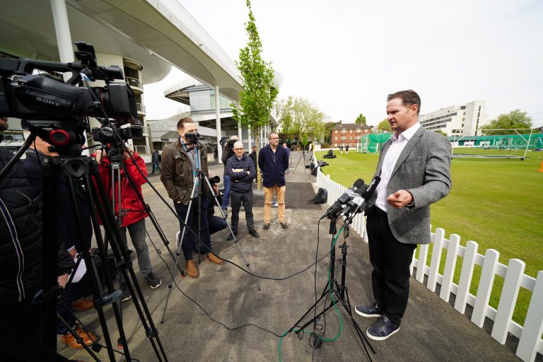 Rob Key talks to the media
