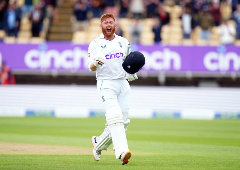 Jonny Bairstow celebrates against India