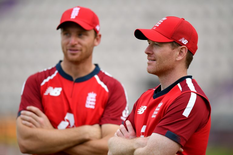 Jos Buttler, left, succeeded Eoin Morgan as England white-ball captain (Dan Mullan/PA)