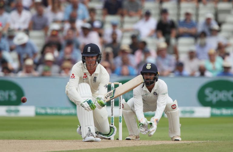 Keaton Jennings facing India in a 2018 Test at Edgbaston.