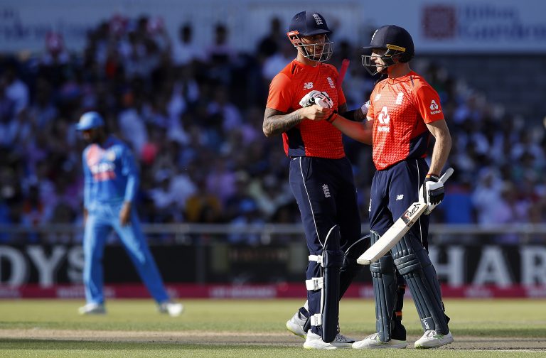 Jos Buttler, right, and Alex Hales put on 132 in 11.2 overs against Australia (Martin Rickett/PA)
