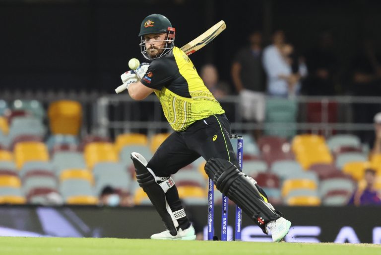 Aaron Finch helped Australia to victory over Ireland (Tertius Pickard/AP)