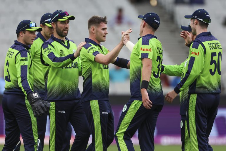 Josh Little, centre, has been a key figure for Ireland at the T20 World Cup (Asanka Brendon Ratnayake/AP)