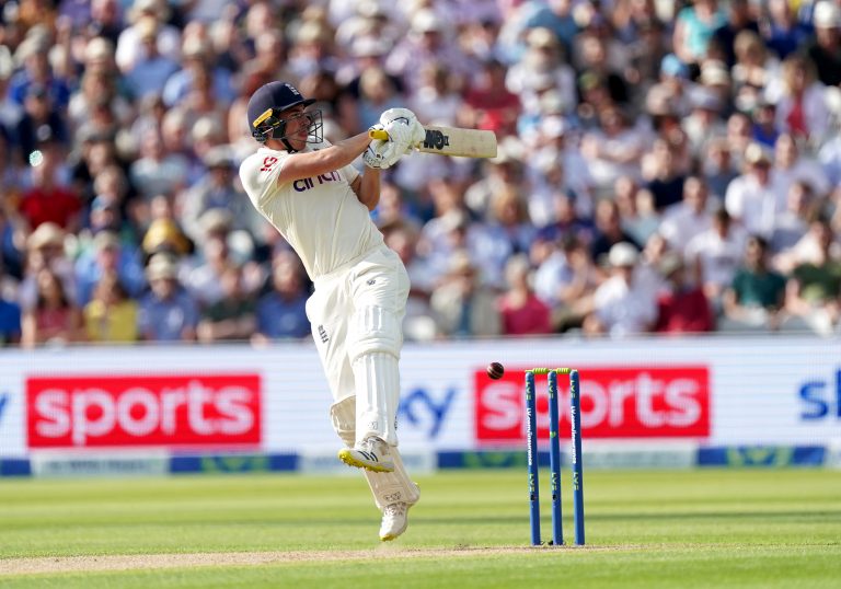 Dan Lawrence in action for England.
