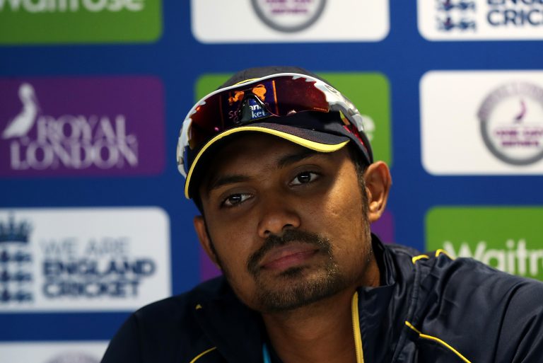 Sri Lanka's Danushka Gunathilaka during a press conference at Edgbaston, Birmingham