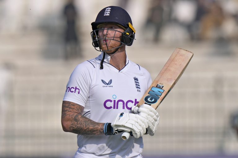 Ben Stokes reacts after being bowled by Abrar Ahmed