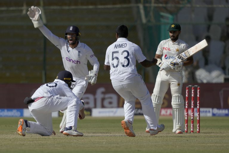 England's Rehan Ahmed celebrates