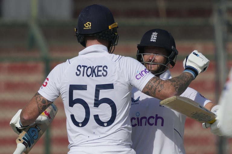 Ben Duckett, right, and Ben Stokes took England to victory in the third Test