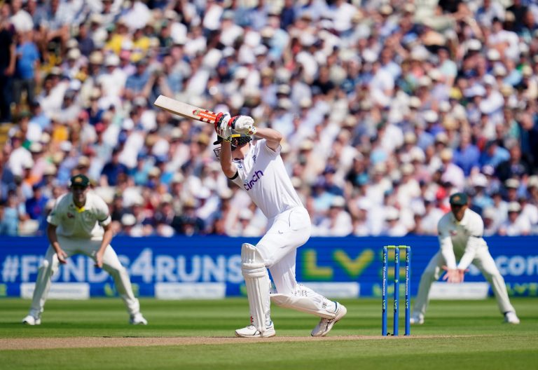 Zak Crawley, centre, clattered the first ball of the Ashes series for four (David Davies/PA)