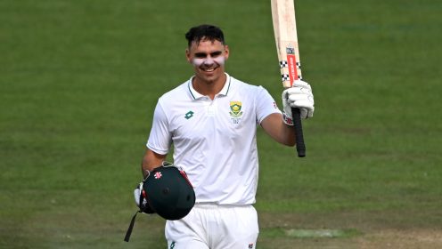 David Bedingham raises his bat for South Africa in Test cricket