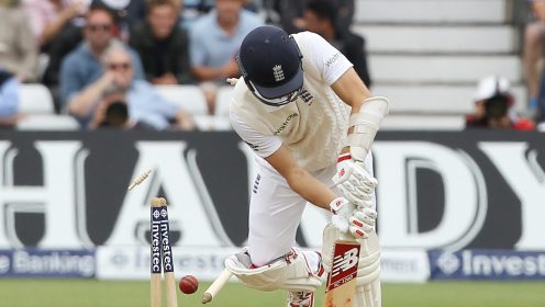 Mark Wood is bowled in cricket