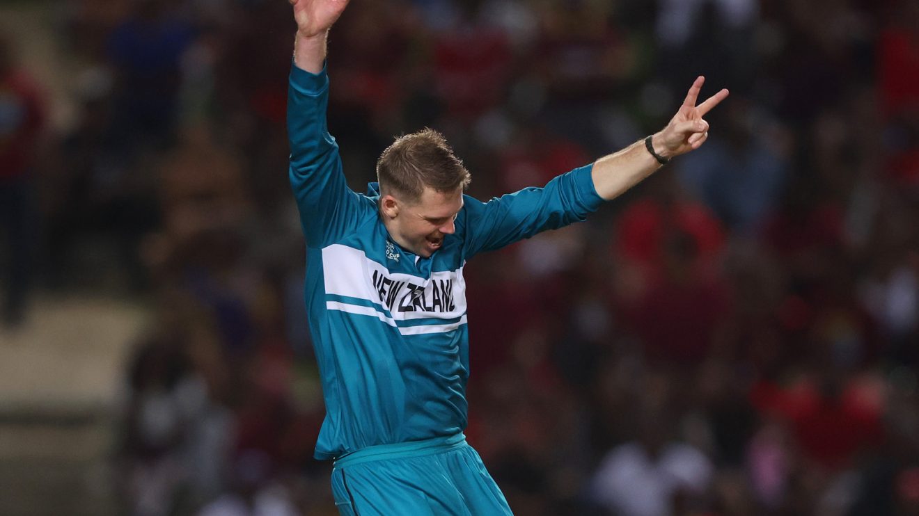 Lockie Ferguson celebrates for New Zealand
