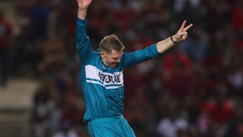 Lockie Ferguson celebrates for New Zealand