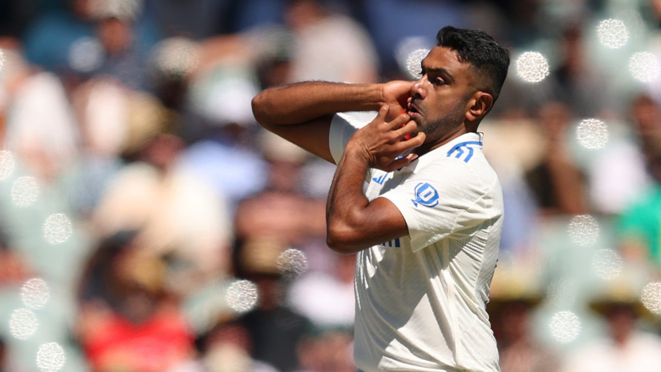 Ravichandran Ashwin bowls a ball in Test cricket
