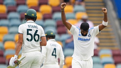 Jasprit Burmah celebrates for India in Test cricket