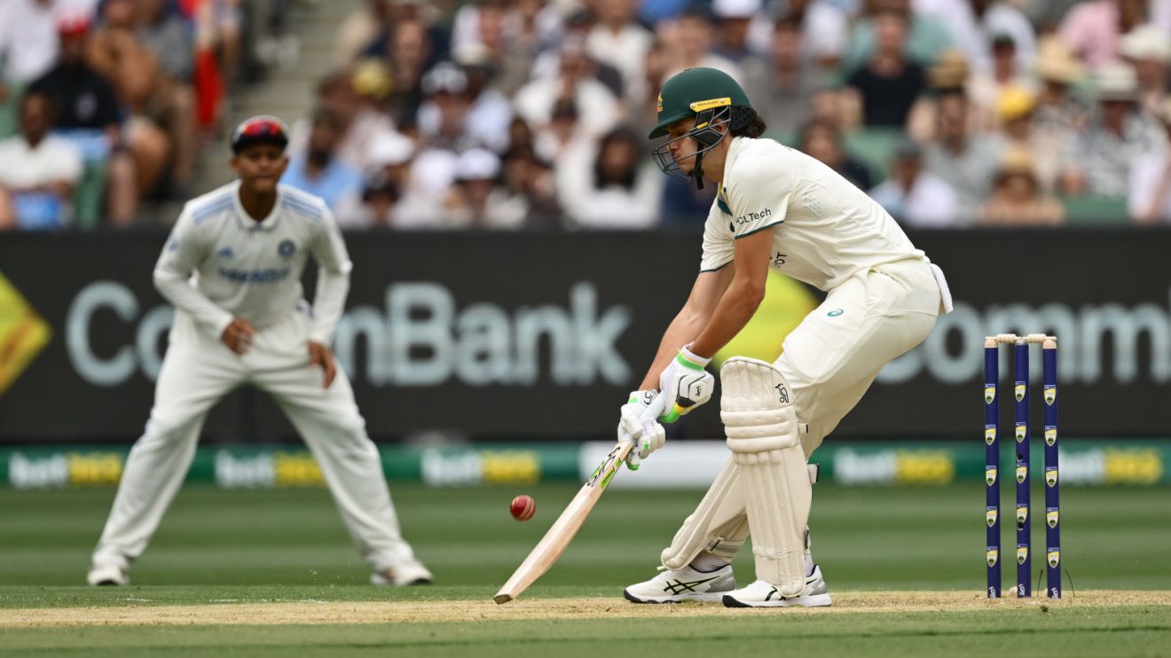 Sam Konstas bats for Australia in Test cricket