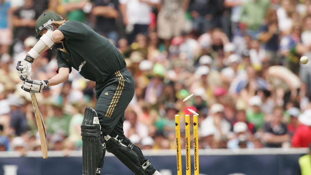 Nathan Bracken is bowled