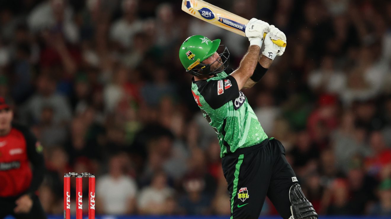 Glenn Maxwell bats and hits a six