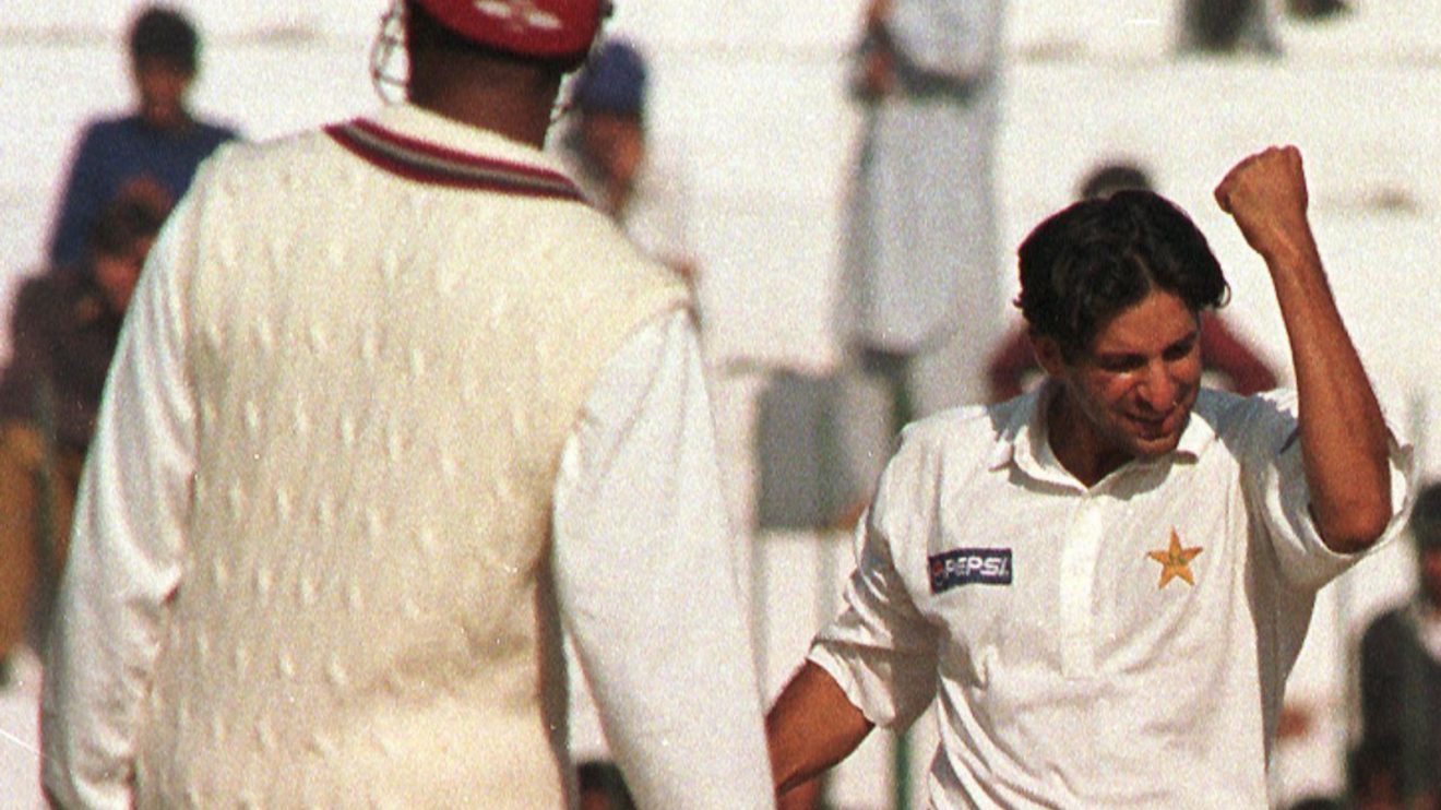 Wasim Akram celebrates