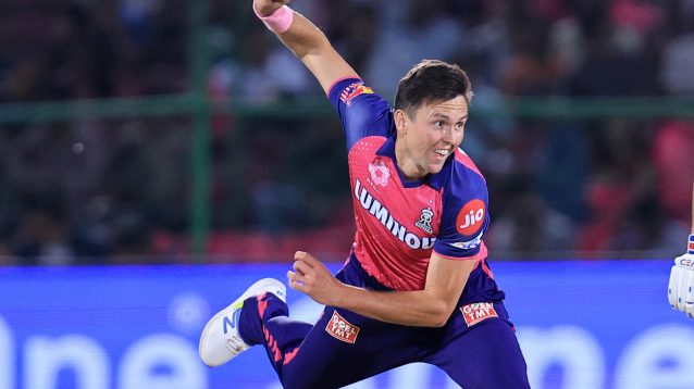 Trent Boults bowls in the IPL
