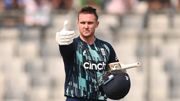 Jason Roy bats for England