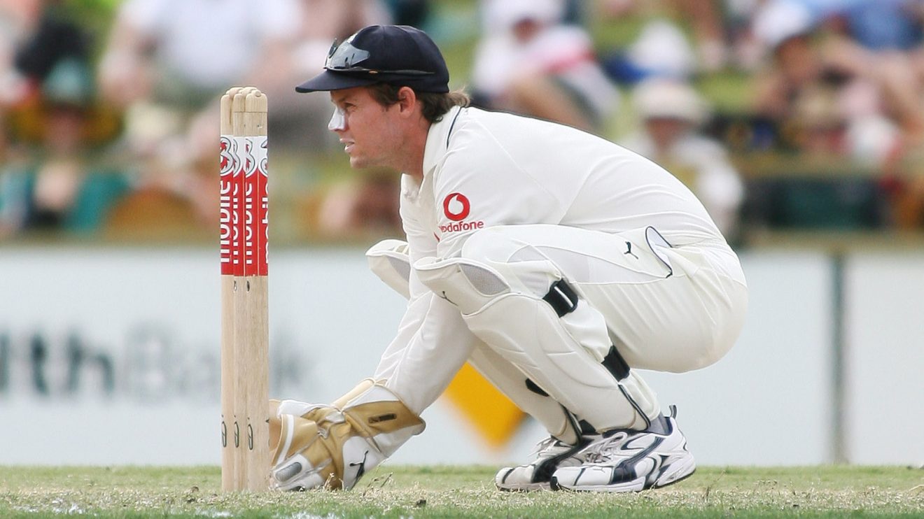 Geraint Jones keeps wicket for England