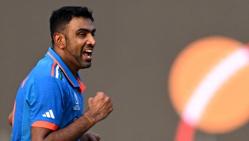 Ravichandran Ashwin celebrates for India