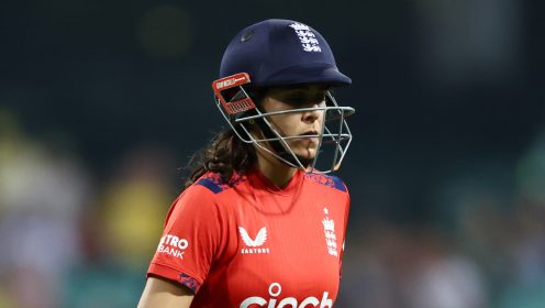 Maia Bouchier plays cricket for England