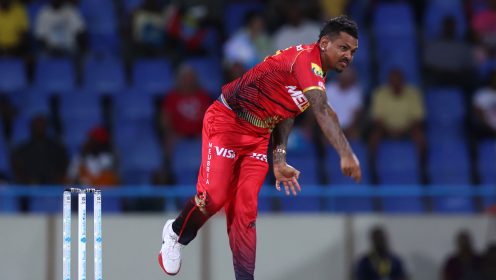 Sunil Narine bowls
