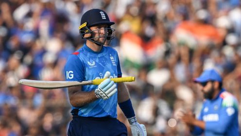 Joe Root bats for England