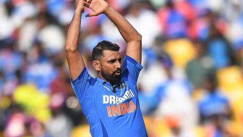 Mohammed Shami plays ODI cricket for India
