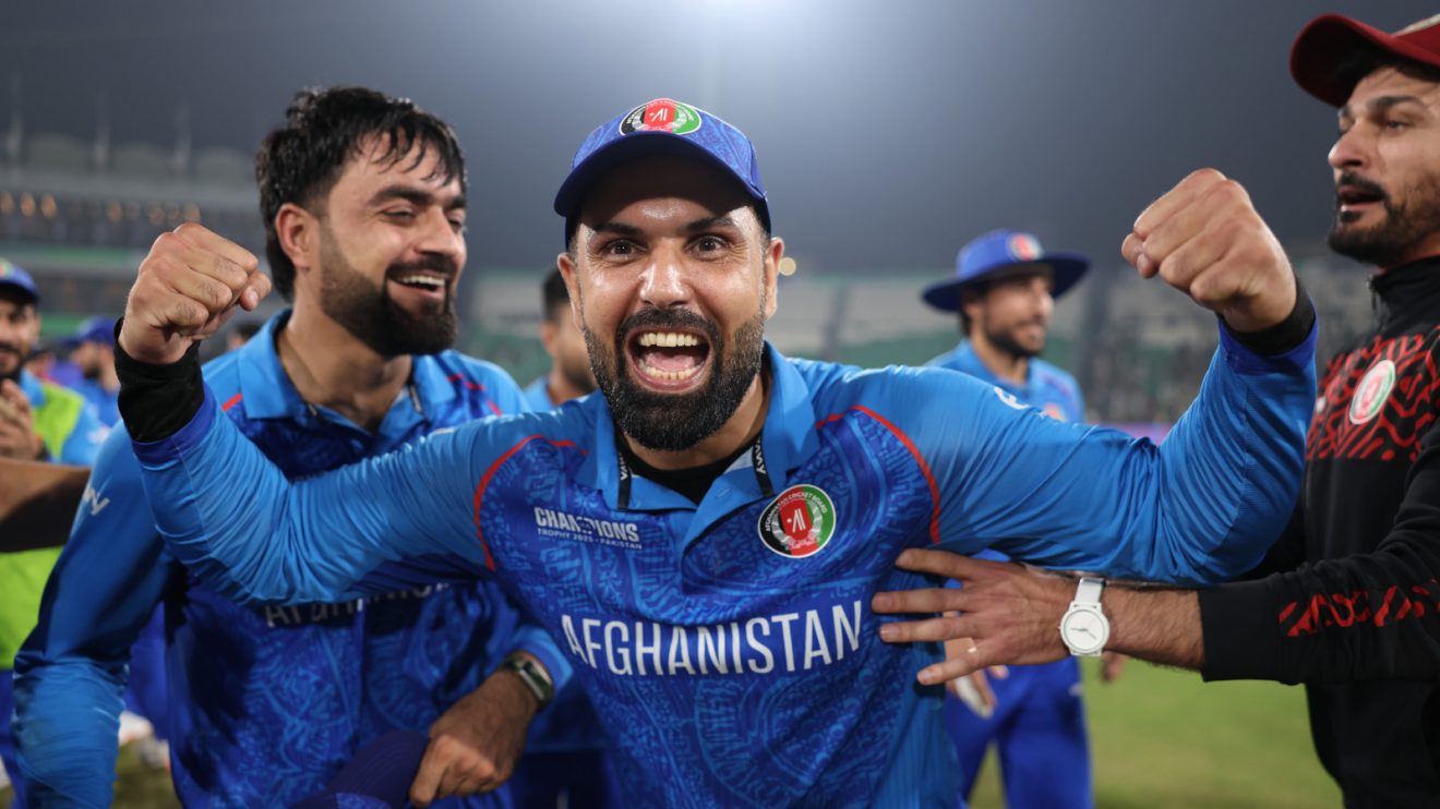 Mohammad Nabi celebrates