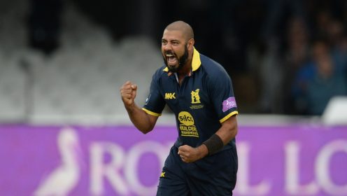 Jeetan Patel celebrates
