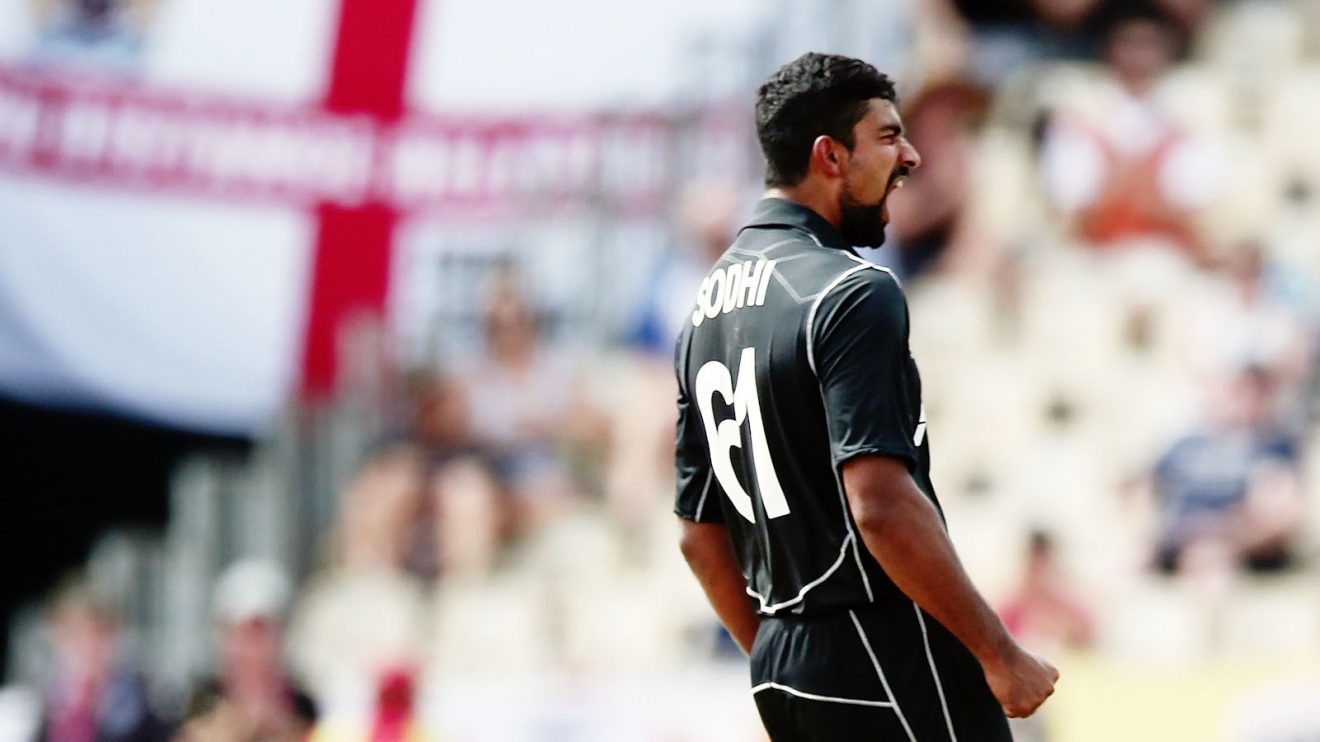 Ish Sodhi celebrates in ODI cricket