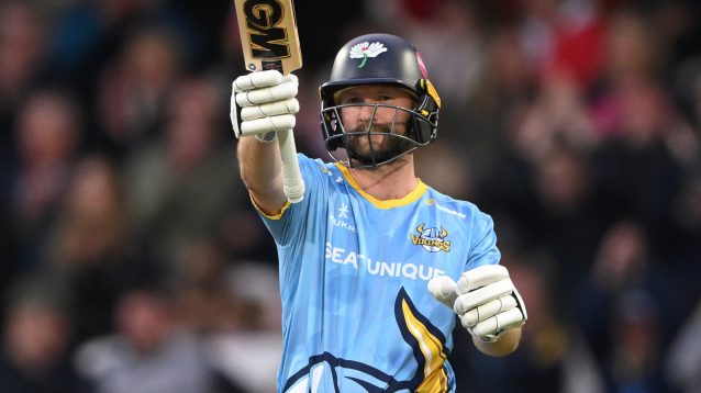 Adam Lyth celebrates