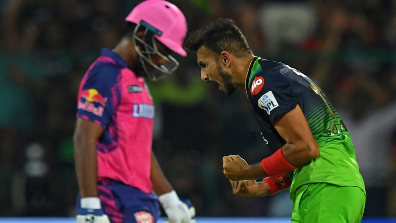 Harshal Patel celebrates