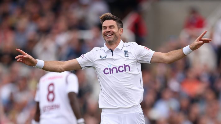 James Anderson celebrates