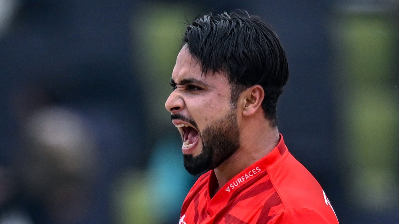 Faheem Ashraf celebrates