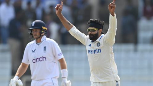 Ravindra Jadeja celebrates