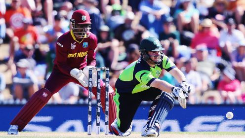 Paul Stirling bats in cricket