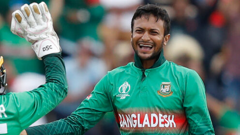 Shakib Al Hasan celebrates