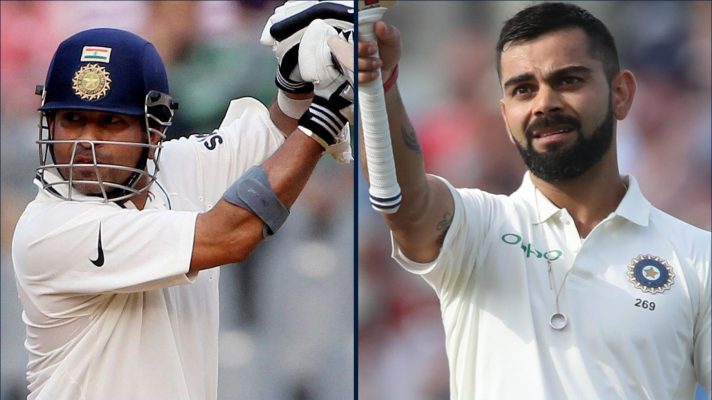 Sachin Tendulkar and Virat Kohli batting for India