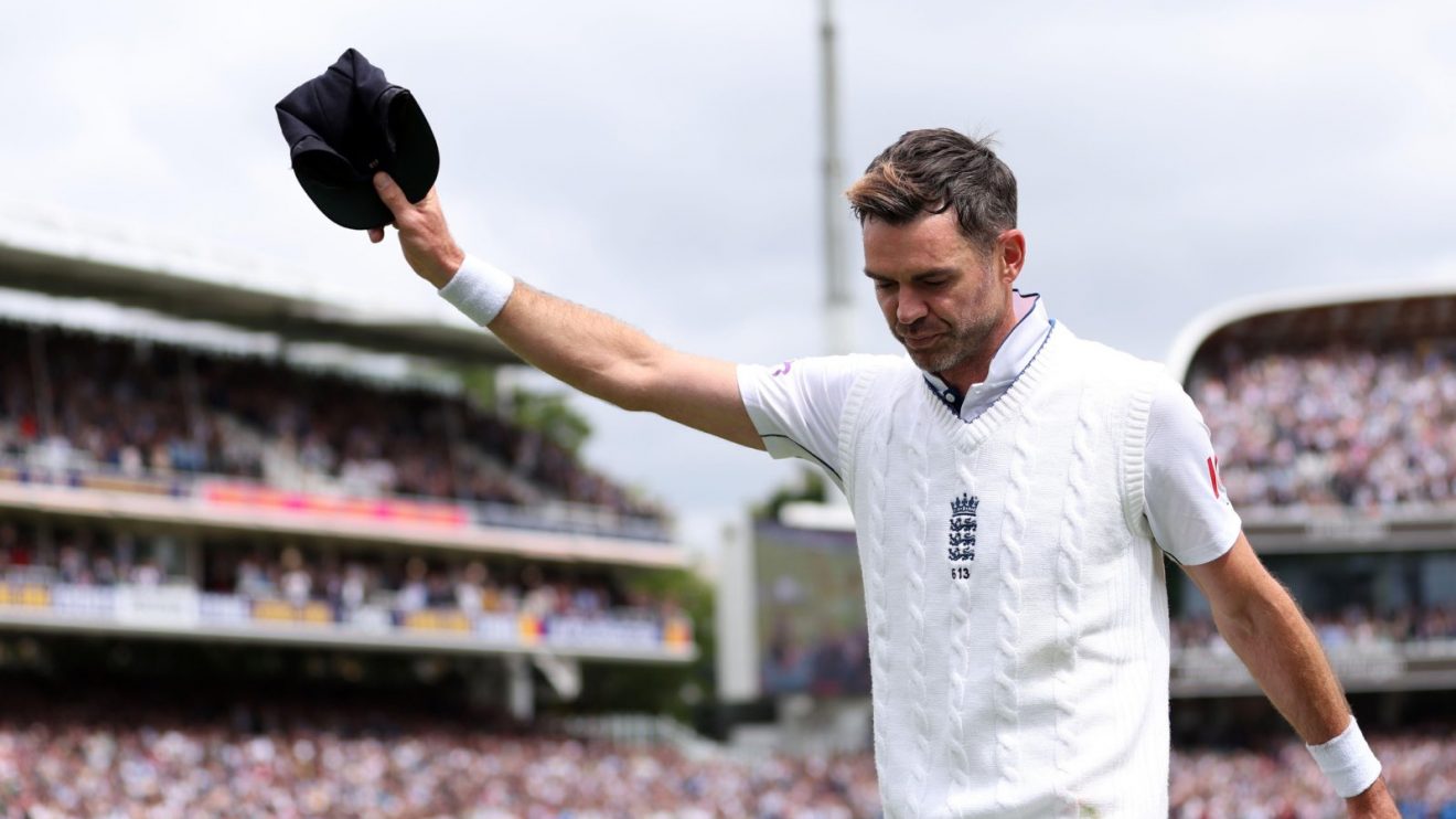 James Anderson leaves the field following his final test for England